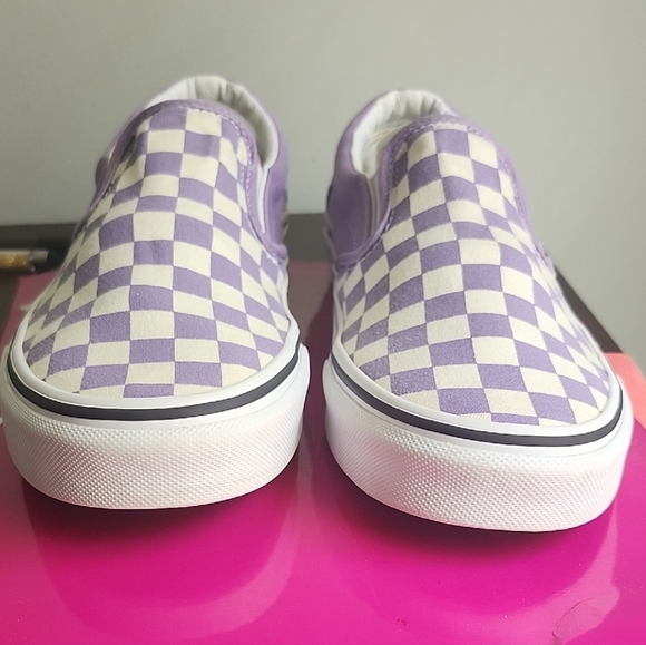 Vans Shoes - Vans  Lavender Checkered Slip-On Sneakers